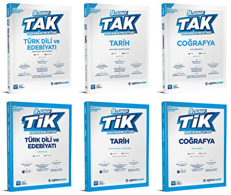 Eğitim Vadisi 2025 9. Sınıf Edebiyat + Tarih + Coğrafya Tak Tam Anlatım + Tik Tam İzleme Seti 6 Kitap