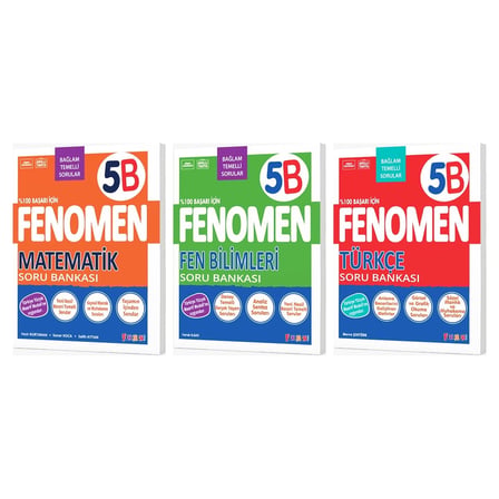 Fenomen Okul 2027 5. Sınıf Matematik + Türkçe + Fen Bilimleri B Serisi Soru Bankası Seti 3 Kitap Maarif Model