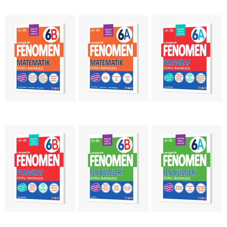 Fenomen Okul 2027 6. Sınıf Matematik + Paragraf + Fen Bilimleri A + B Serisi Soru Bankası Seti 6 Kitap Maarif Model