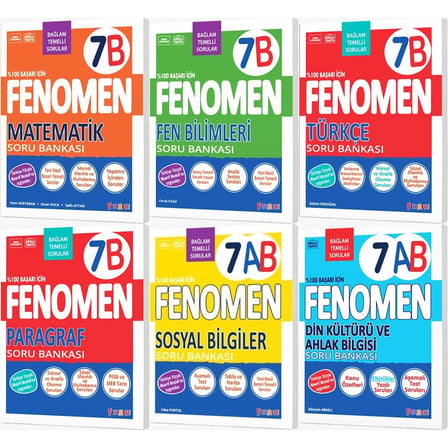 Fenomen Okul 2027 7. Sınıf Matematik + Türkçe + Fen Bilimleri + Paragraf + Sosyal Bilgiler + Din Kültürü B Serisi Soru Bankası Seti 6 Kitap Maarif Model