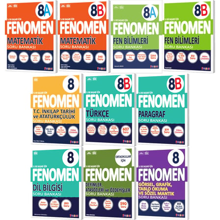 Fenomen Okul 2026 8. Sınıf Lgs Matematik + Fen Bilimleri + İnkılap Tarihi + Türkçe + Paragraf + Dil Bilgisi + Atasözleri Ve Deyimler + Görsel Grafik Okuma Karma Soru Bankası Seti 10 Kitap 