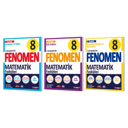 Fenomen Okul 2026 8. Sınıf Lgs Matematik 1. 2. 3. Fasikül Seti 3 Kitap 