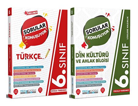 Pruva Akademi 6. Sınıf Türkçe + Din Kültürü Sorular Konuşuyor Seti 2 Kitap 2023