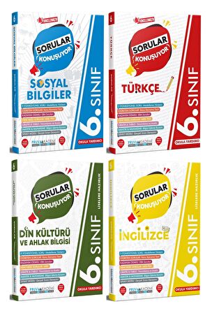 Pruva Akademi 6. Sınıf Sosyal + Türkçe + Din + İngilizce Soru Seti 4 Kitap 2023