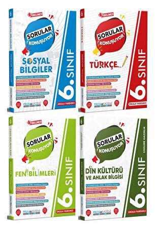 Pruva Akademi 6. Sınıf Sosyal + Türkçe + Fen + Din Soru Seti 4 Kitap 2023
