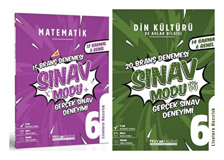 Pruva Akademi 6. Sınıf Matematik + Din Kültürü Sınav Modu Seti 2 Kitap 2023