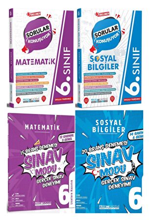 Pruva Akademi 6. Sınıf Matematik + Sosyal Bilgiler Sorular Konuşuyor + Deneme Seti 4 Kitap 2023