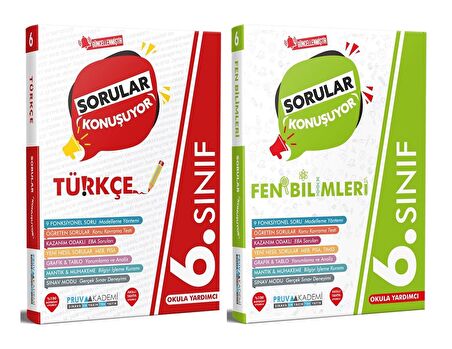 Pruva Akademi 6. Sınıf Türkçe + Fen Bilimleri Sorular Konuşuyor Seti 2 Kitap 2023