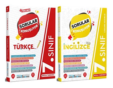 Pruva Akademi 7. Sınıf Türkçe + İngilizce Sorular Konuşuyor Seti 2 Kitap 2023