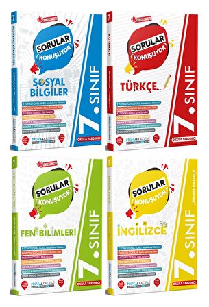 Pruva Akademi 7. Sınıf Sosyal + Türkçe + Fen + İngilizce Soru Seti 4 Kitap 2023