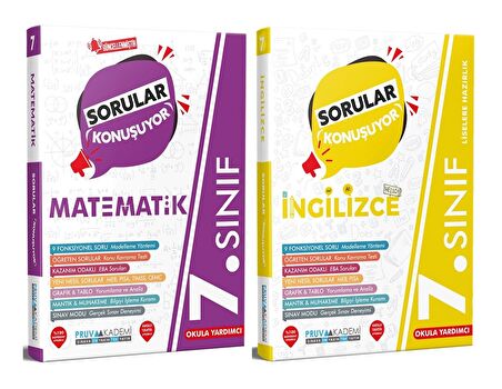 Pruva Akademi 7. Sınıf Matematik + İngilizce Sorular Konuşuyor Seti 2 Kitap 2023