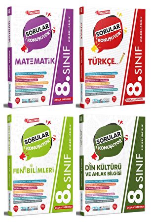 Pruva Akademi 8. Sınıf Matematik + Türkçe + Fen + Din Sorular Konuşuyor Seti 4 Kitap 2023