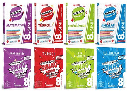 Pruva Akademi 8. Sınıf Matematik + Türkçe + Fen + İngilizce Sorular Konuşuyor + Deneme Seti 8 Kitap 2023