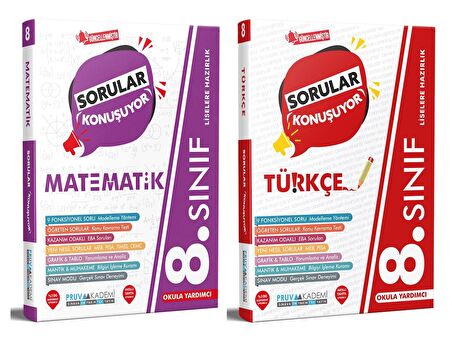 Pruva Akademi 8. Sınıf Matematik + Türkçe Sorular Konuşuyor Seti 2 Kitap 2023