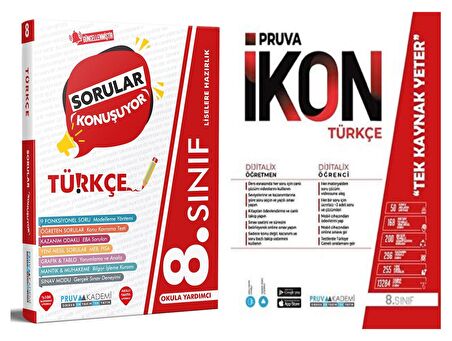 Pruva Akademi 8. Sınıf Türkçe Soru + Defter Seti 2 Kitap 2023