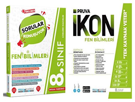 Pruva Akademi 8. Sınıf Fen Bilimleri Soru + Defter Seti 2 Kitap 2023