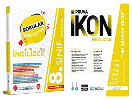 Pruva Akademi 8. Sınıf İngilizce Soru + Defter Seti 2 Kitap 2023