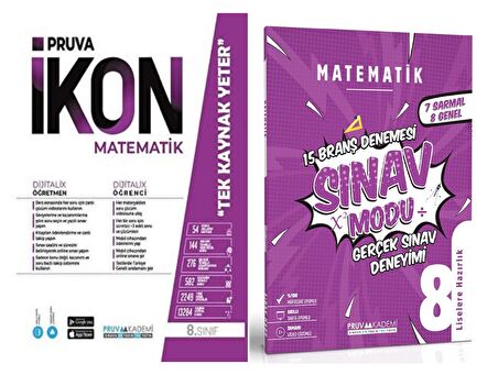 Pruva Akademi 8. Sınıf Matematik Defter + Deneme Seti Seti 2 Kitap 2023
