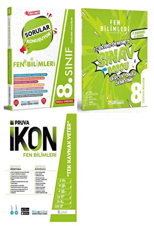Pruva Akademi 8. Sınıf Fen Bilimleri Soru + Defter + Deneme Seti 3 Kitap 2023