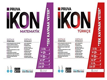 Pruva Akademi 8. Sınıf Matematik + Türkçe Defter Seti 2 Kitap 2023