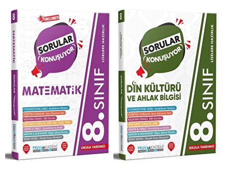 Pruva Akademi 8. Sınıf Matematik + Din Kültürü Sorular Konuşuyor Seti 2 Kitap 2023