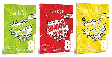 Pruva Akademi 8. Sınıf Fen Bilimleri + Türkçe + İngilizce Deneme Seti 3 Kitap 2023