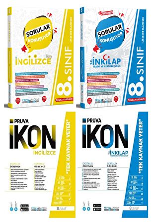 Pruva Akademi 8. Sınıf İngilizce + İnkılap Tarihi Soru + Defter Seti 4 Kitap 2023