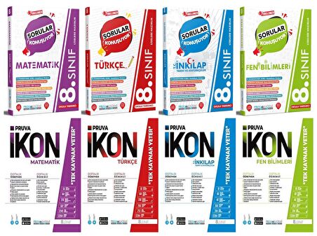 Pruva Akademi 8. Sınıf Matematik Türkçe Fen İngilizce Soru + Defter Seti 8 Kitap 2023