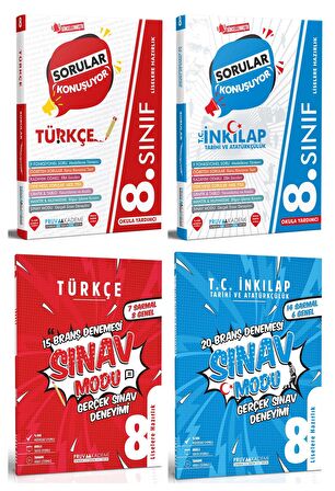 Pruva Akademi 8. Sınıf Türkçe + İnkılap Tarihi Soru + Deneme Seti 4 Kitap 2023