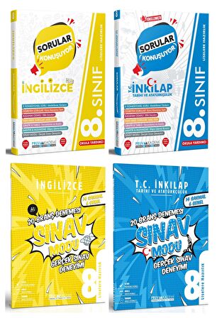 Pruva Akademi 8. Sınıf İngilizce + İnkılap Tarihi Soru + Deneme Seti 4 Kitap 2023