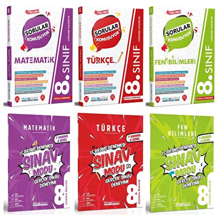 Pruva Akademi 8. Sınıf Matematik + Türkçe + Fen Soru + Deneme Seti 6 Kitap 2023