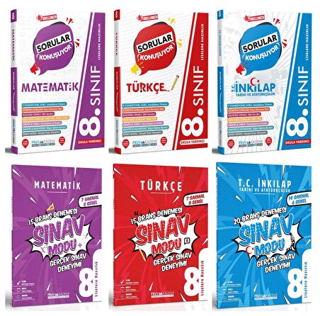 Pruva Akademi 8. Sınıf Matematik + Türkçe + İnkılap Tarihi Soru + Deneme Seti 6 Kitap 2023