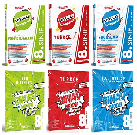 Pruva Akademi 8. Sınıf Fen Bilimleri + Türkçe + İnkılap Tarihi Soru + Deneme Seti 6 Kitap 2023