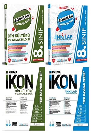 Pruva Akademi 8. Sınıf Din Kültürü + İnkılap Defter + Soru Seti 4 Kitap 2023