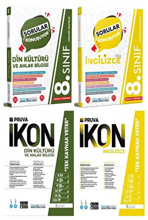 Pruva Akademi 8. Sınıf Din Kültürü + İngilizce Defter + Soru Seti 4 Kitap 2023