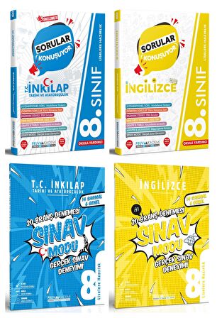 Pruva Akademi 8. Sınıf İnkılap Tarihi + İngilizce Deneme + Soru Seti 4 Kitap 2023