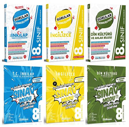 Pruva Akademi 8. Sınıf İnkılap Tarihi + İngilizce + Din Deneme + Soru Seti 6 Kitap 2023