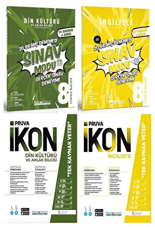 Pruva Akademi 8. Sınıf Din Kültürü + İngilizce Defter + Deneme Seti 4 Kitap 2023