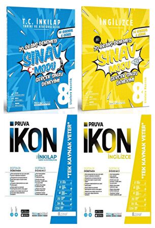 Pruva Akademi 8. Sınıf İnkılap Tarihi + İngilizce Defter + Deneme Seti 4 Kitap 2023