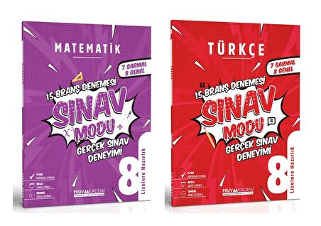 Pruva Akademi 8. Sınıf Matematik + Türkçe Sınav Modu Deneme Seti 2 Kitap 2023