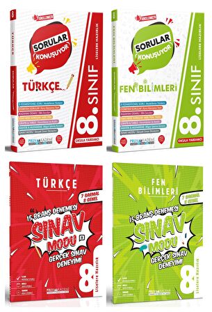 Pruva Akademi 8. Sınıf Türkçe + Fen Bilimleri Sorular Konuşuyor + Deneme Seti 4 Kitap 2023