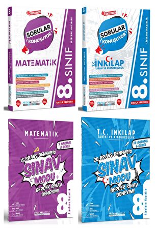 Pruva Akademi 8. Sınıf Matematik + İnkılap Sorular Konuşuyor + Deneme Seti 4 Kitap 2023