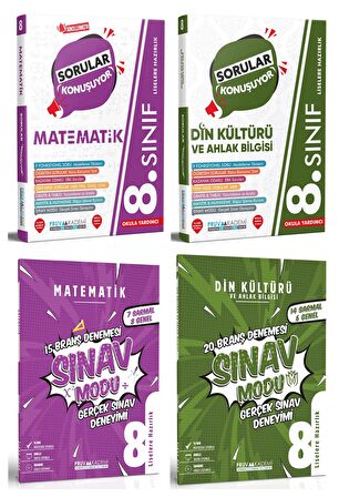 Pruva Akademi 8. Sınıf Matematik + Din Kültürü Sorular Konuşuyor + Deneme Seti 4 Kitap 2023