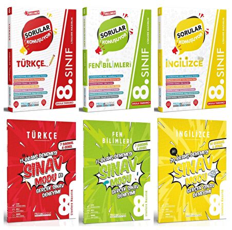 Pruva Akademi 8. Sınıf Türkçe + Fen + İngilizce Sorular Konuşuyor + Deneme Seti 6 Kitap 2023