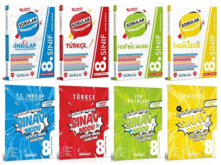 Pruva Akademi 8. Sınıf İnkılap + Türkçe + Fen + İngilizce Soru + Deneme Seti 8 Kitap 2023