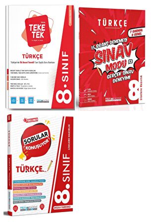 Pruva Akademi 8. Sınıf Türkçe Teke Tek + Sorular Konuşuyor + Deneme Seti 3 Kitap 2023