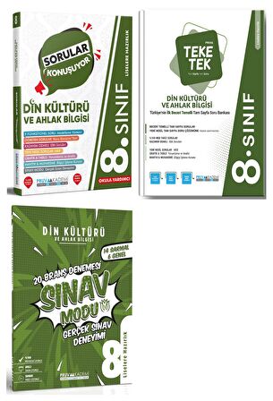 Pruva Akademi 8. Sınıf Din Kültürü Teke Tek + Sorular Konuşuyor + Deneme Seti 3 Kitap 2023