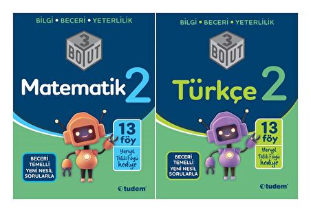 Tudem 2. Sınıf Matematik + Türkçe 3 Boyut Set 2 Kitap 2023