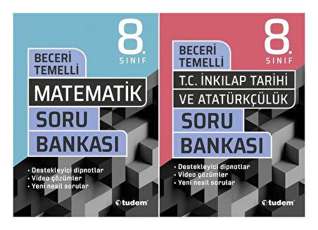 Tudem 8. Sınıf Matematik + İnkılap Tarihi Beceri Temelli Soru Seti 2 Kitap 2023