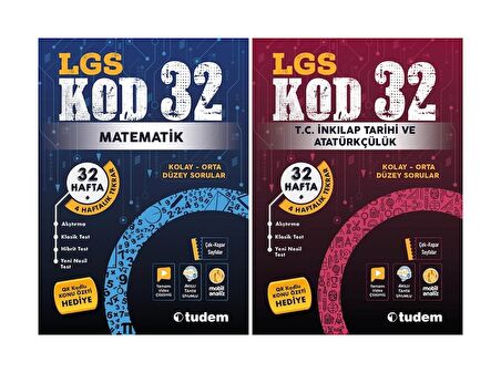 Tudem 8. Sınıf Matematik + İnkılap Tarihi Kod 32 Haftalık Deneme Seti 2 Kitap 2023